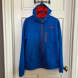 Men’s Blue and Red Zip Fleece Hoodie from The North Face — Sz Medium